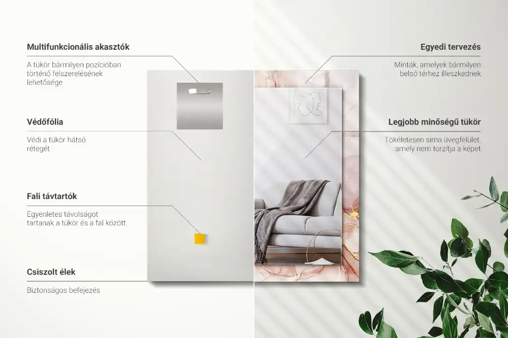 Espejo rectangular impreso Arte abstracto de acuarela