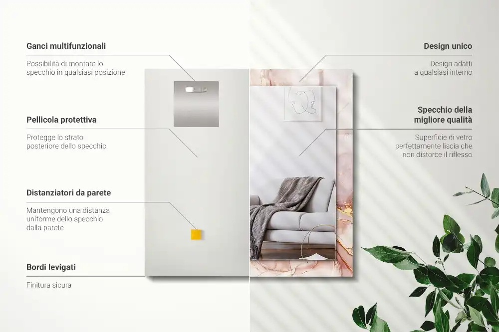 Espejo rectangular impreso Arte abstracto de acuarela