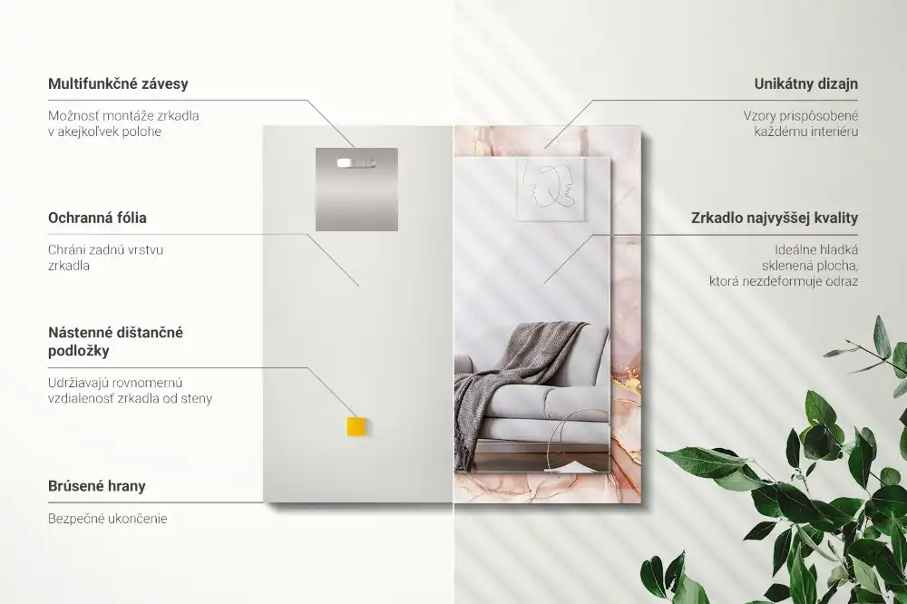 Espejo rectangular impreso Arte abstracto de acuarela