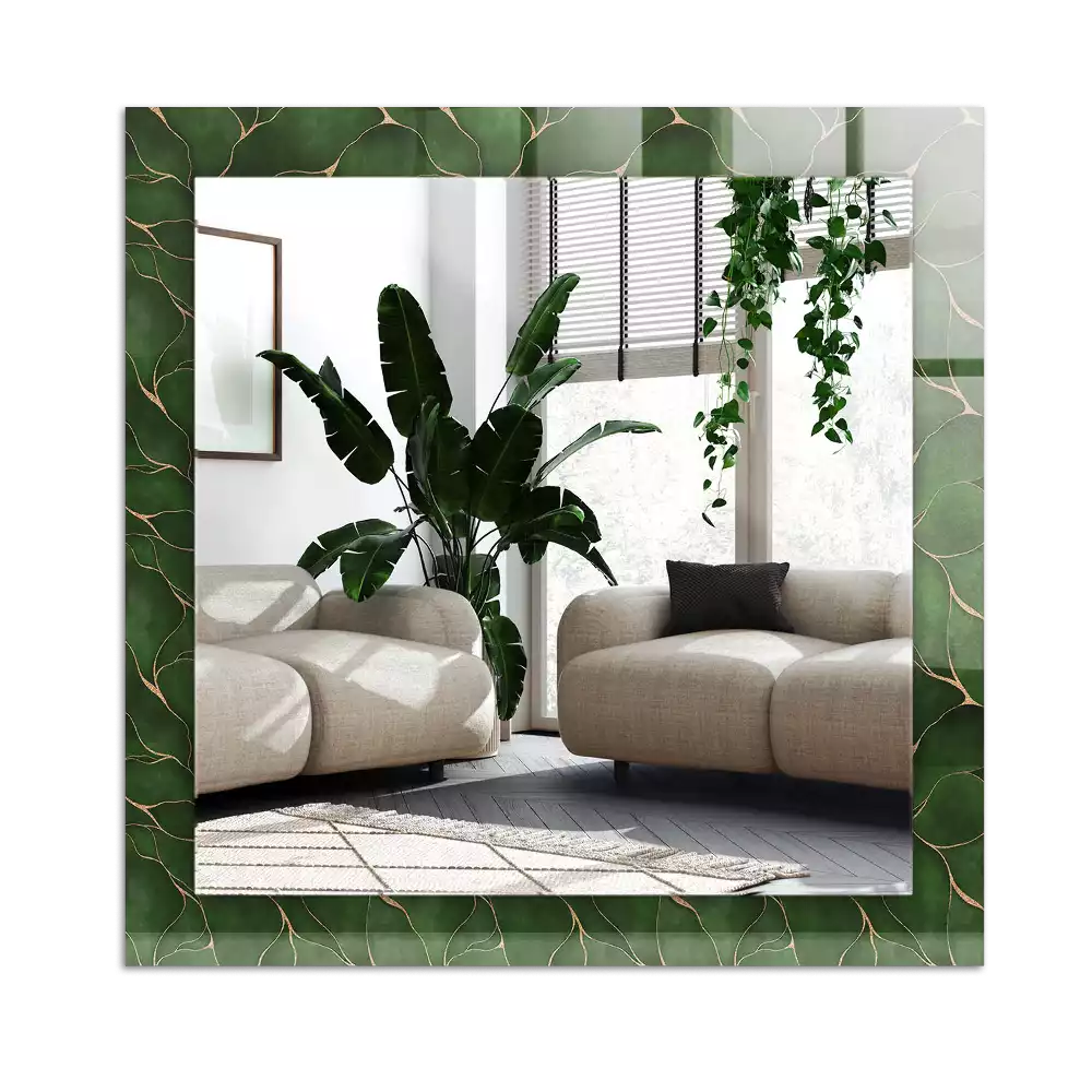 Espejo rectangular estampado Patrón de hojas verdes