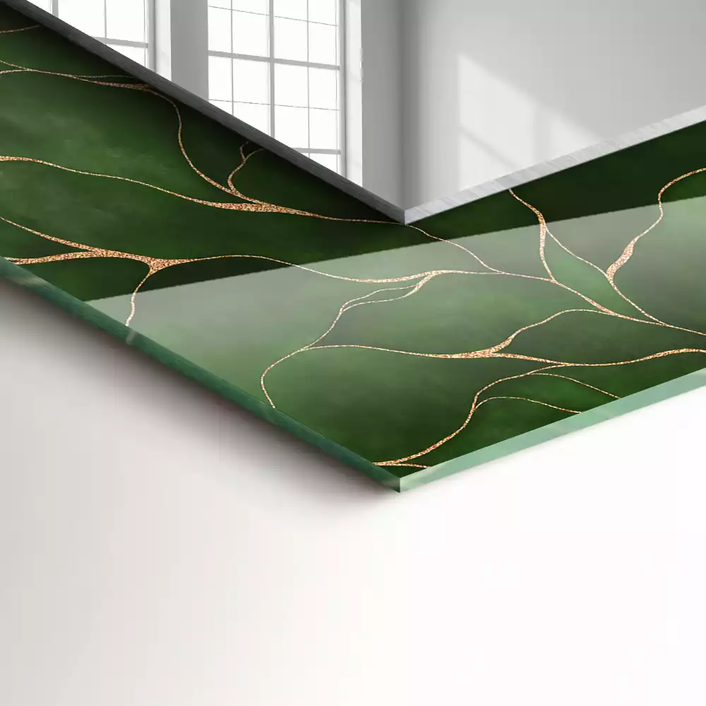 Espejo rectangular estampado Patrón de hojas verdes