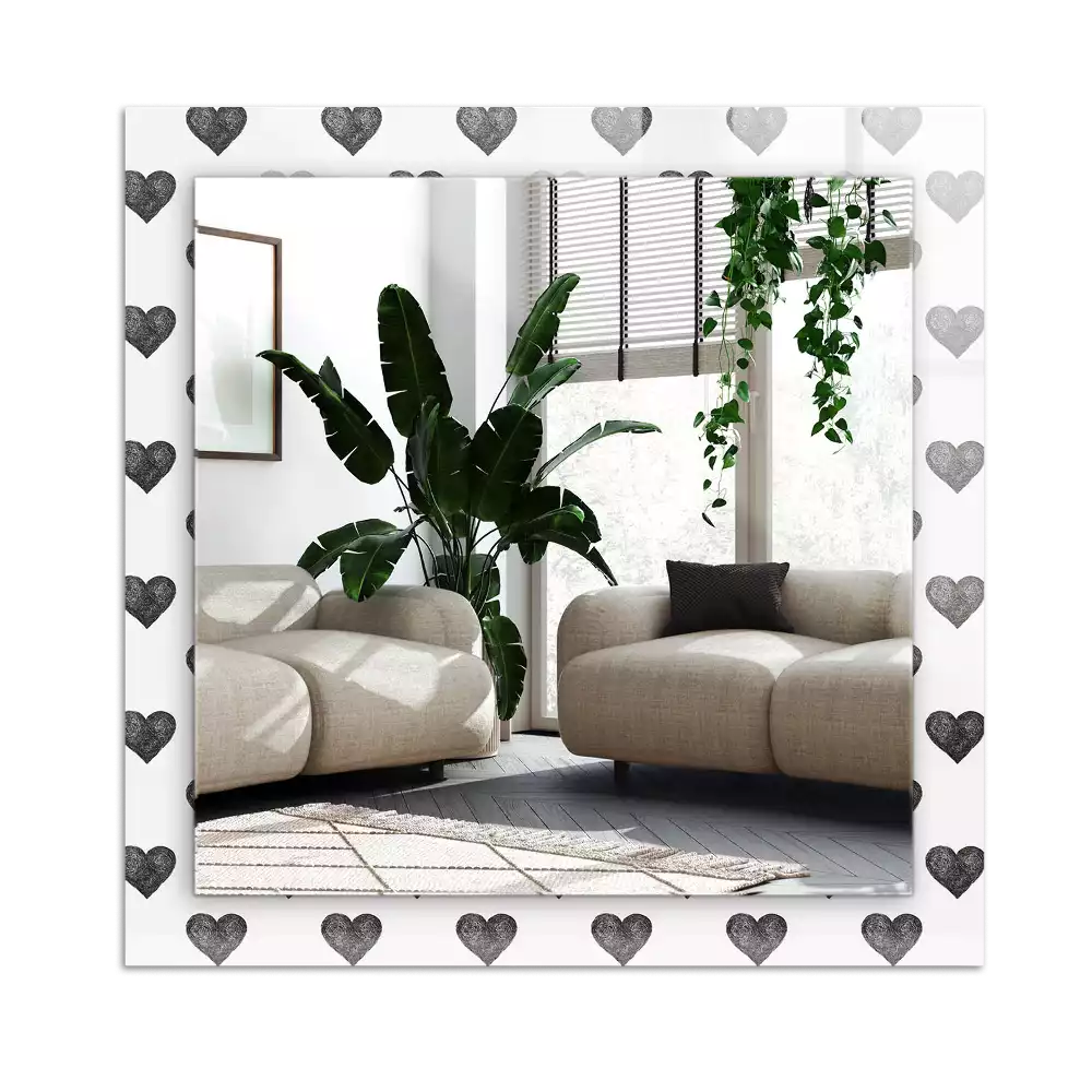 Espejo rectangular impreso Patrón de corazones negros
