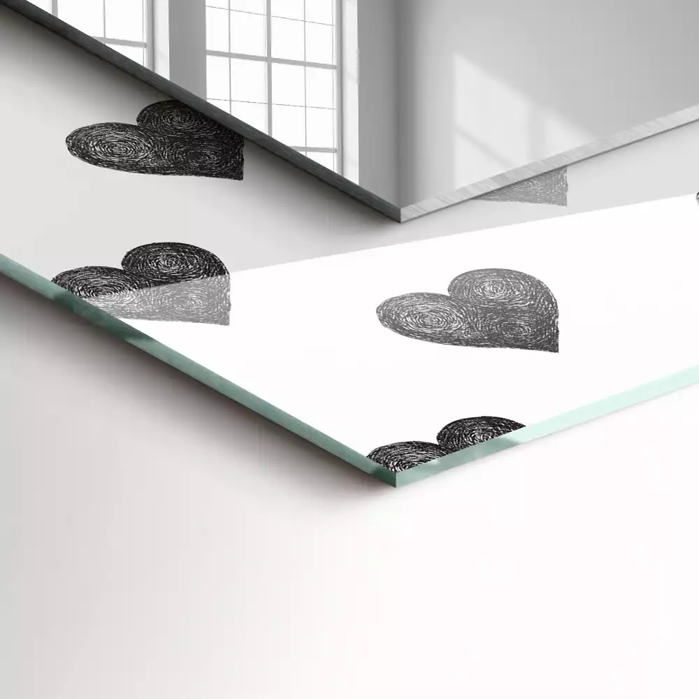 Espejo rectangular impreso Patrón de corazones negros
