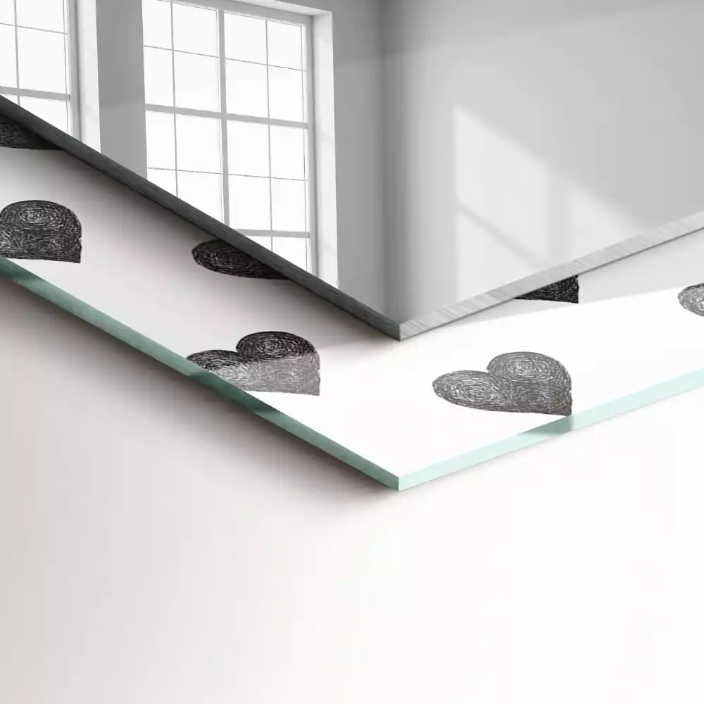 Espejo rectangular impreso Patrón de corazones negros
