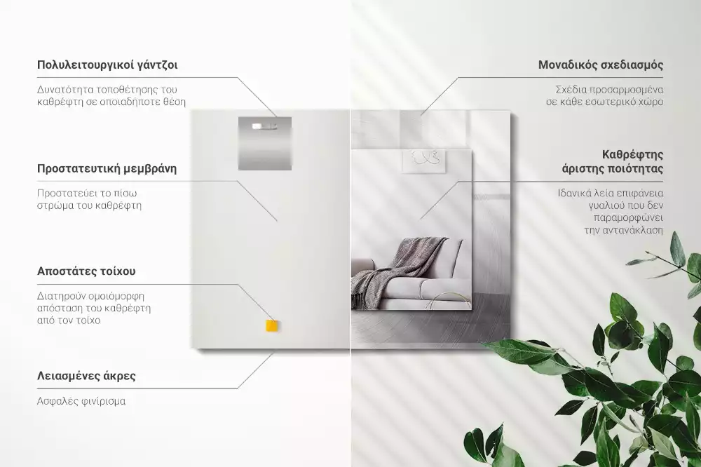 Espejo rectangular impreso Superficie metálica redonda