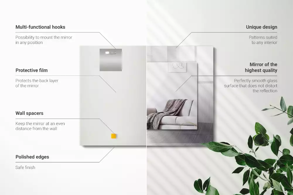 Espejo rectangular impreso Superficie metálica redonda