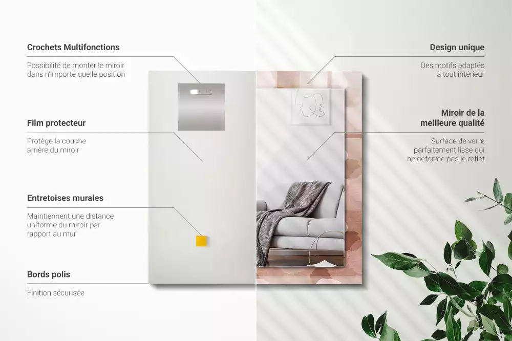 Espejo rectangular estampado Flores peonías