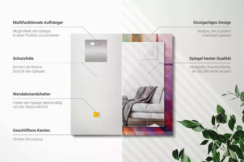 Espejo rectangular impreso Espiral abstracta colorida