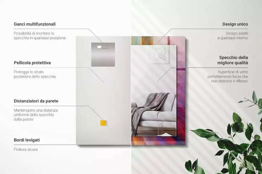 Espejo rectangular impreso Espiral abstracta colorida