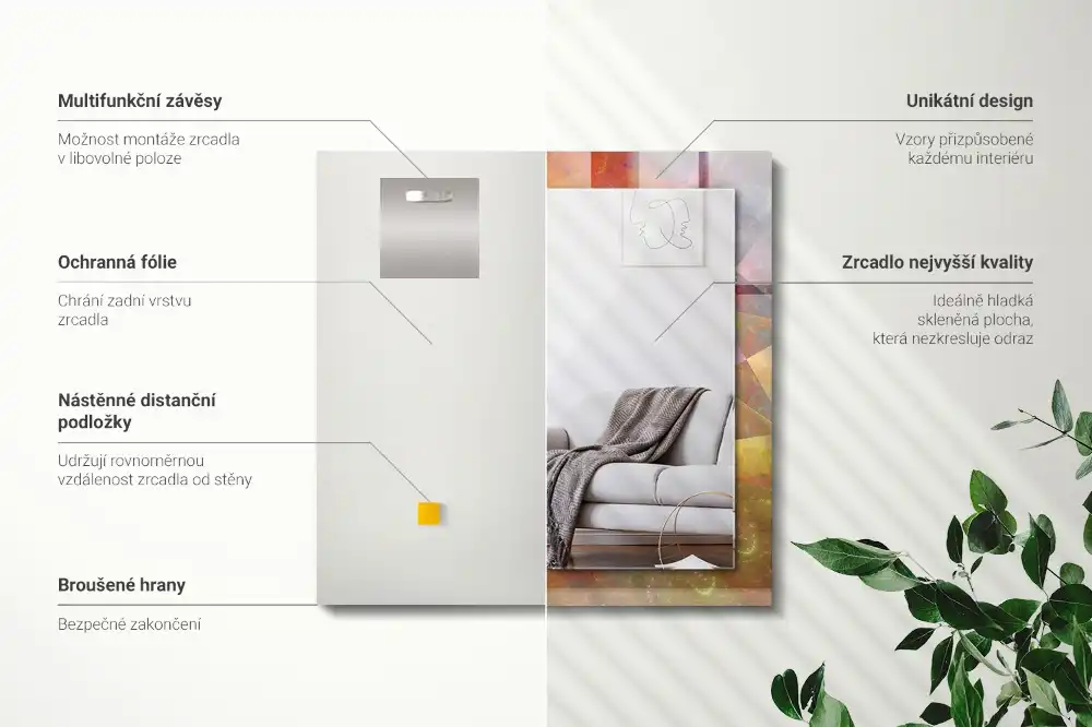 Espejo rectangular impreso Espiral fractal colorida