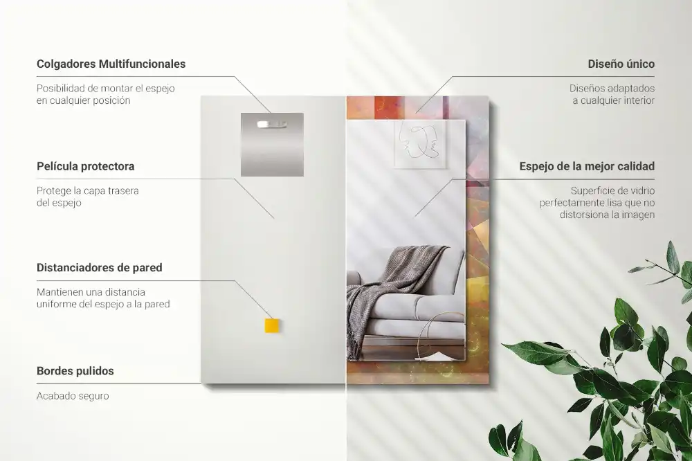 Espejo rectangular impreso Espiral fractal colorida