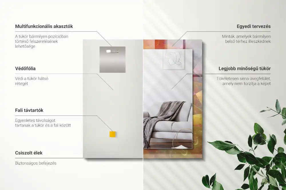 Espejo rectangular impreso Espiral fractal colorida