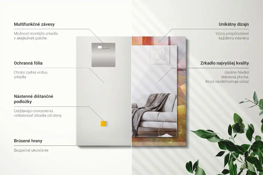 Espejo rectangular impreso Espiral fractal colorida