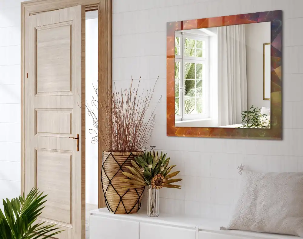 Espejo rectangular impreso Espiral fractal colorida