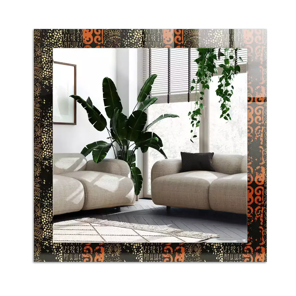 Espejo rectangular estampado Patrón de adorno étnico