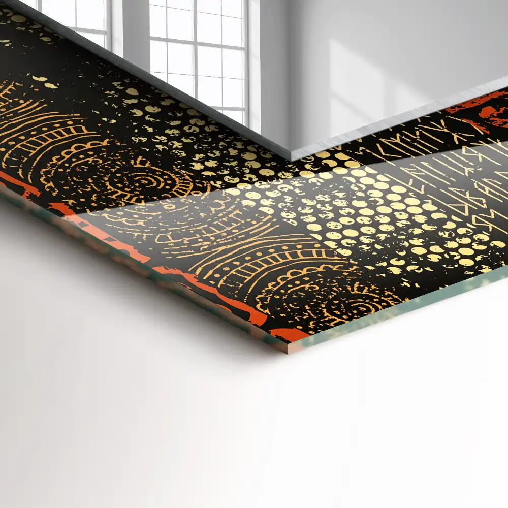 Espejo rectangular estampado Patrón de adorno étnico