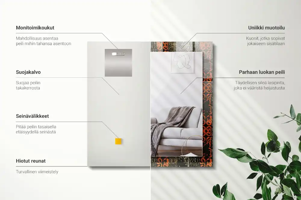 Espejo rectangular estampado Patrón de adorno étnico