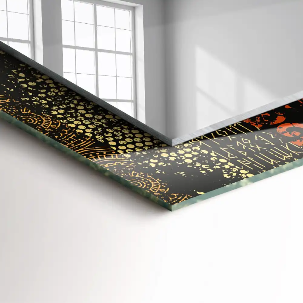 Espejo rectangular estampado Patrón de adorno étnico