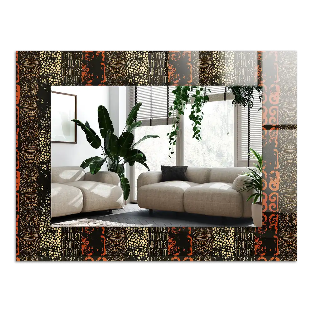 Espejo rectangular estampado Patrón de adorno étnico