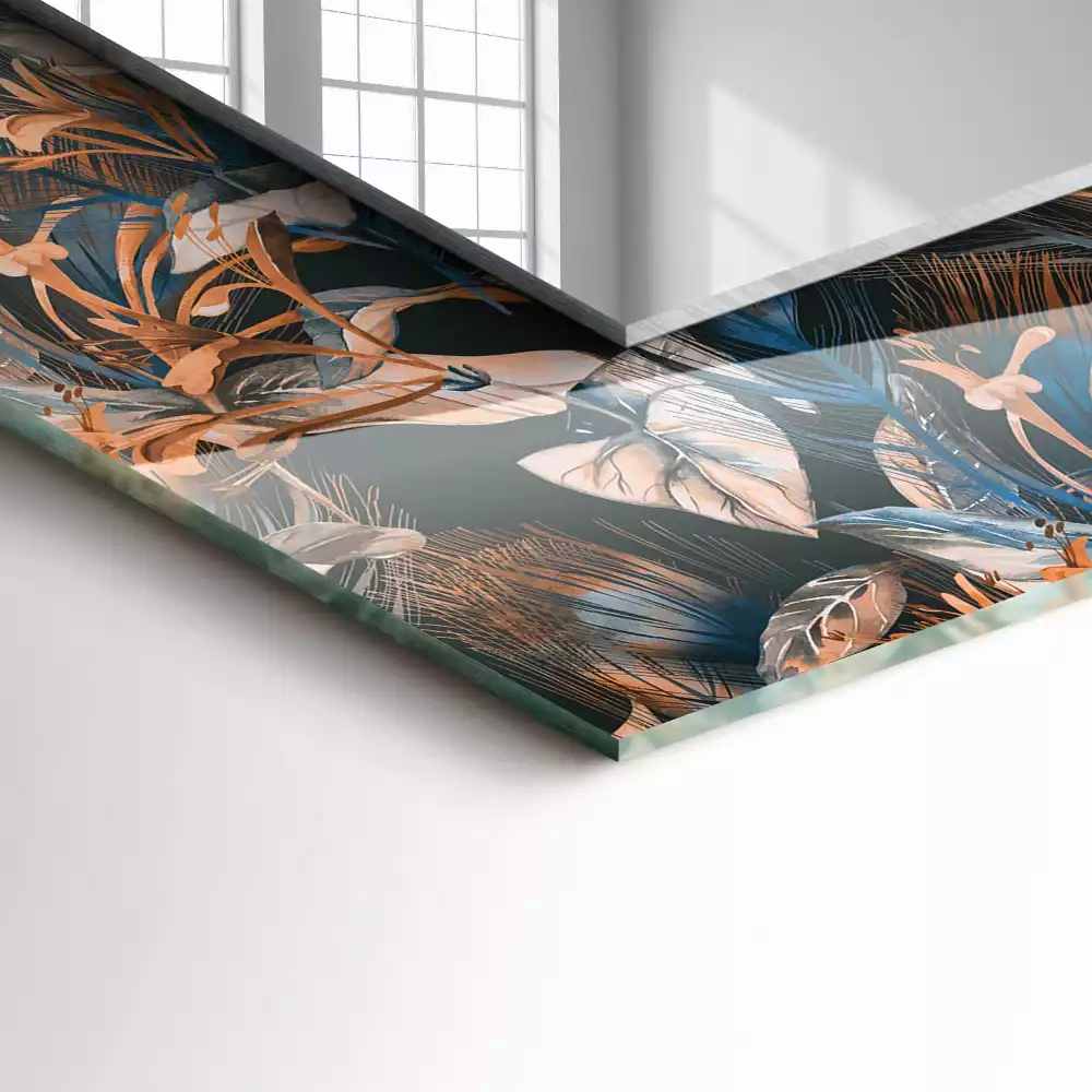 Espejo rectangular estampado Flores y hojas