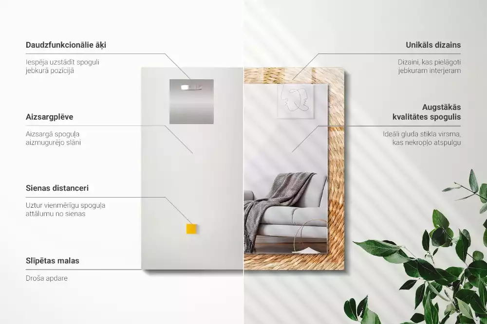 Espejo rectangular impreso Zarzo