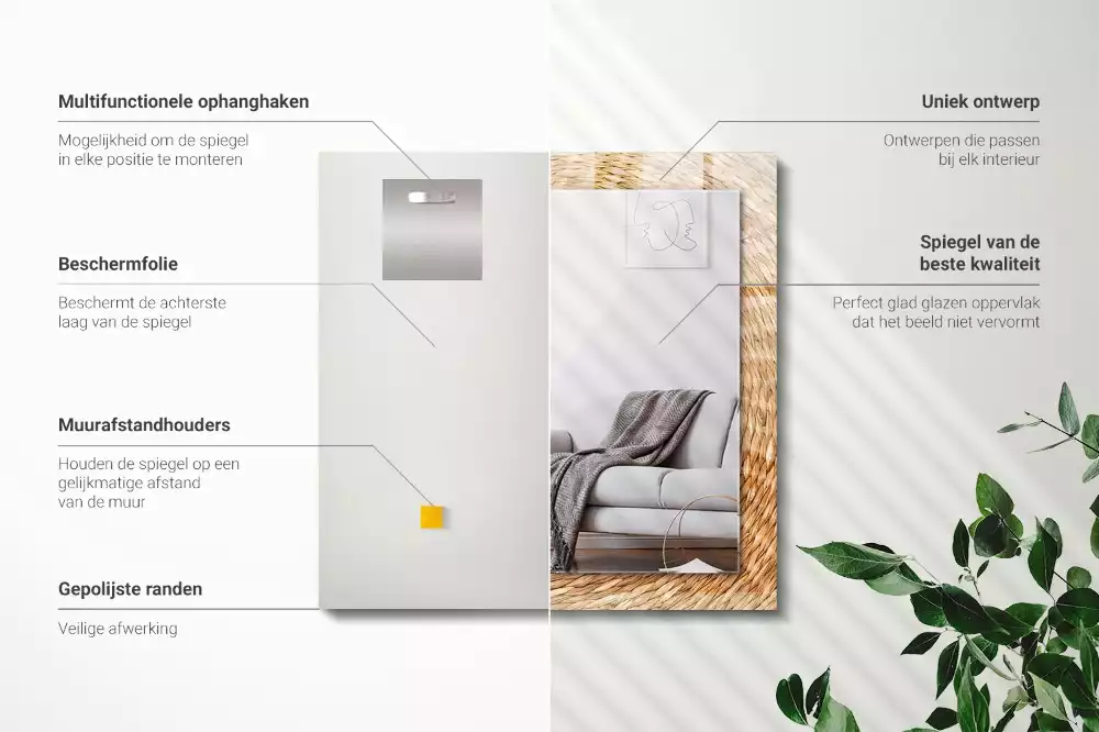 Espejo rectangular impreso Zarzo