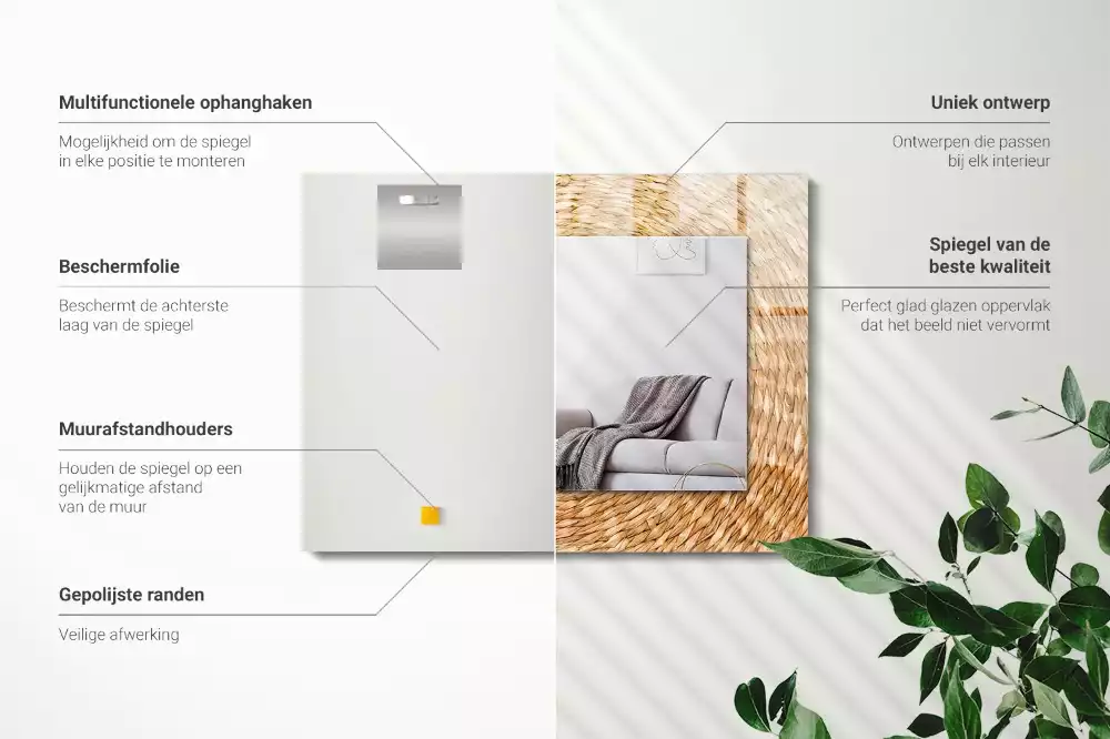 Espejo rectangular impreso Zarzo