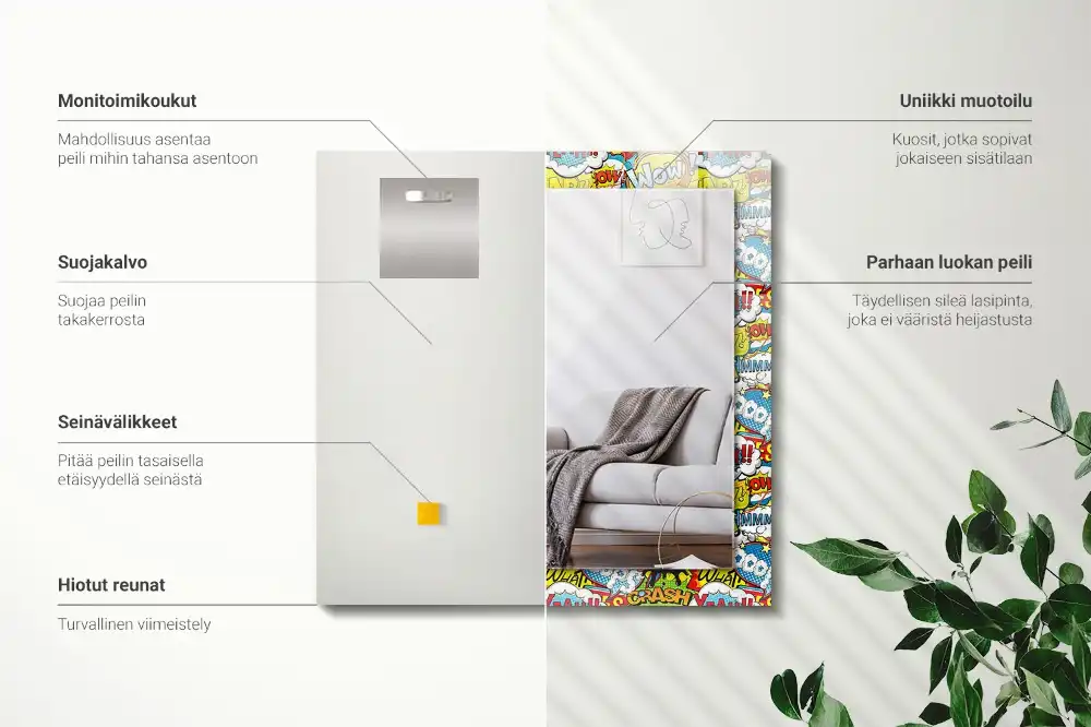 Espejo rectangular impreso Burbujas de diálogo cómicas de colores