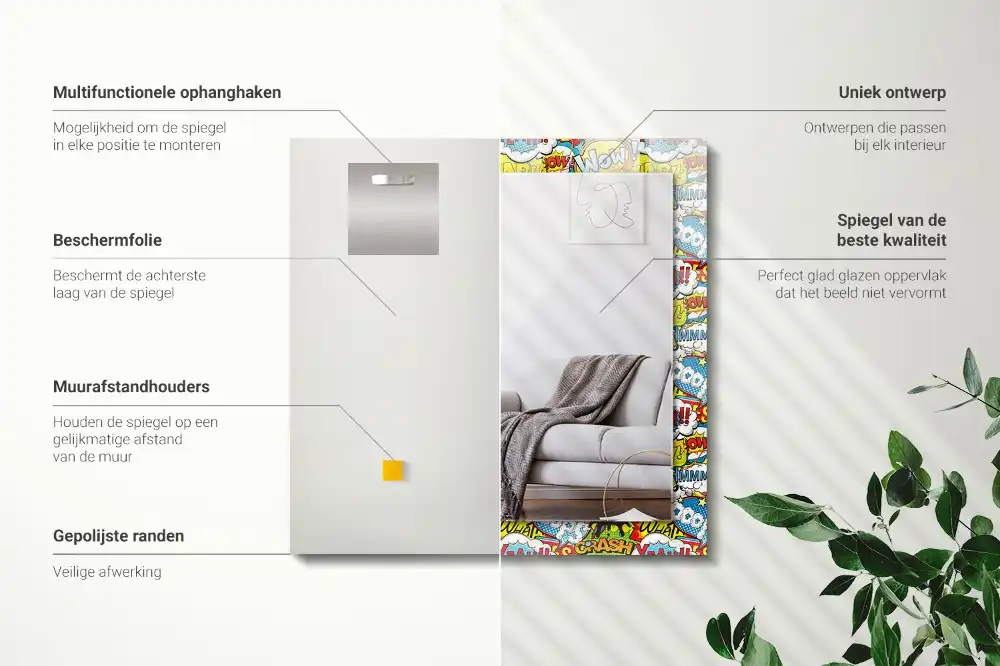 Espejo rectangular impreso Burbujas de diálogo cómicas de colores