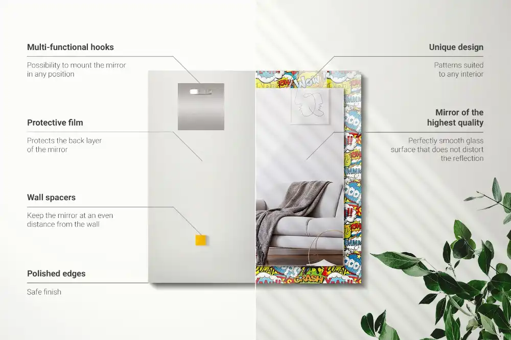 Espejo rectangular impreso Burbujas de diálogo cómicas de colores