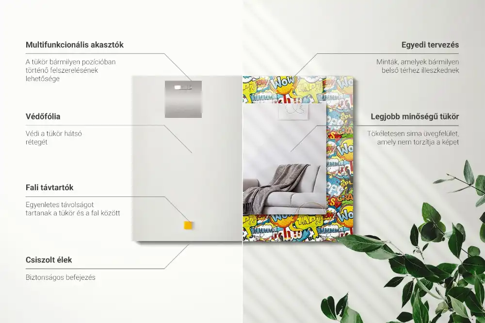 Espejo rectangular impreso Burbujas de diálogo cómicas de colores