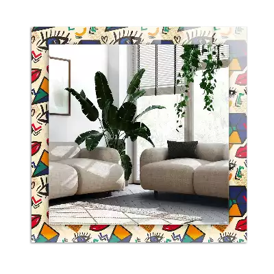 Espejo rectangular estampado Formas de los ojos y la boca