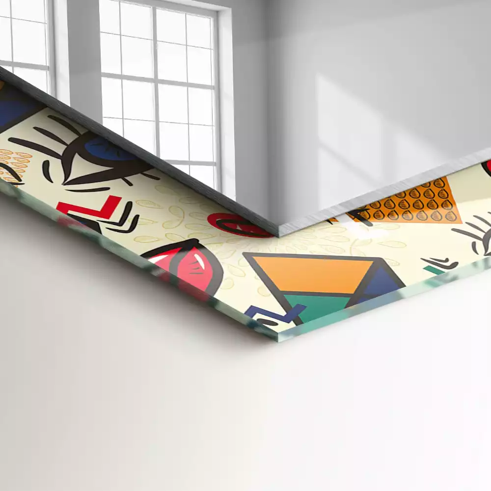 Espejo rectangular estampado Formas de los ojos y la boca