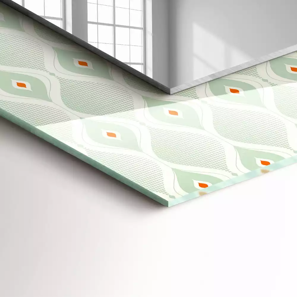 Espejo rectangular impreso Patrón geométrico verde