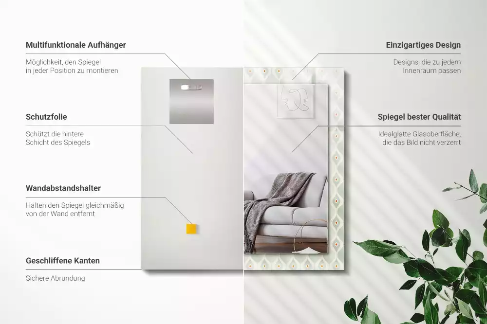 Espejo rectangular impreso Patrón geométrico verde