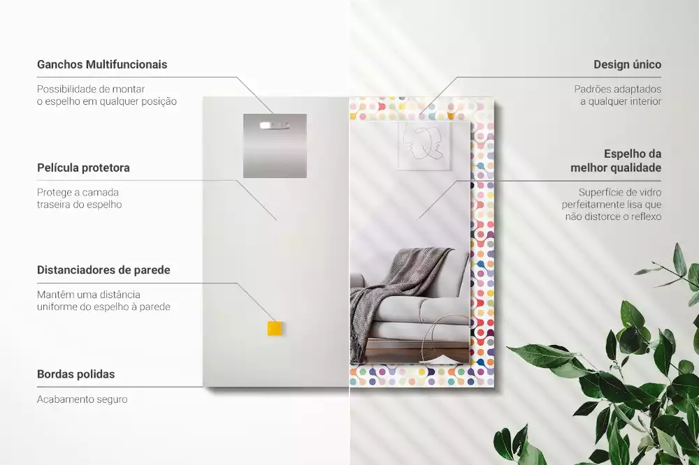 Espejo rectangular impreso Patrón geométrico colorido