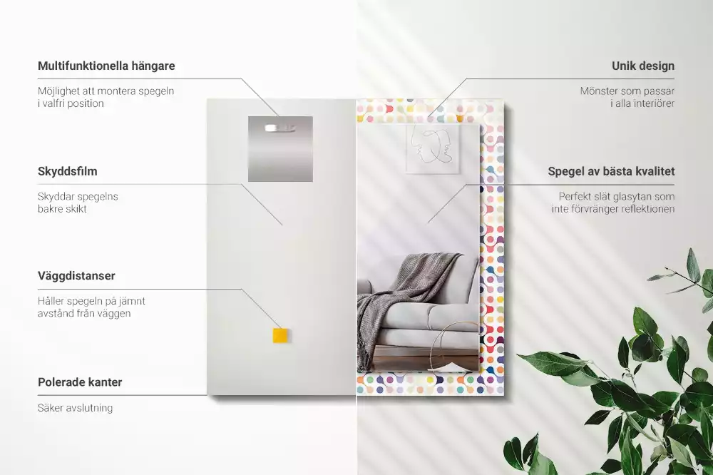 Espejo rectangular impreso Patrón geométrico colorido