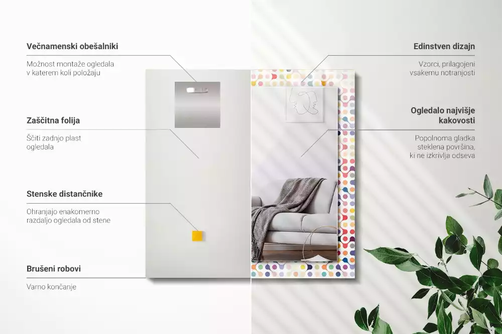 Espejo rectangular impreso Patrón geométrico colorido