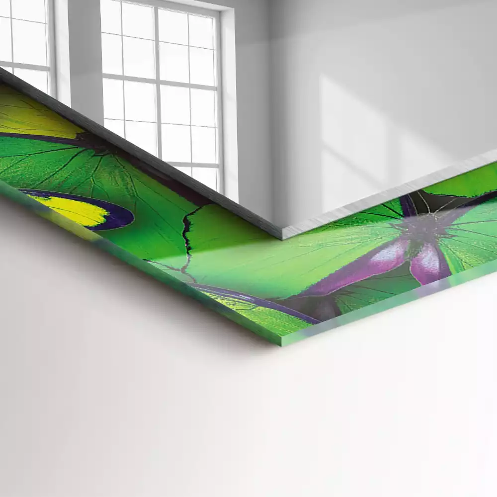 Espejo rectangular estampado mariposas azules y verdes