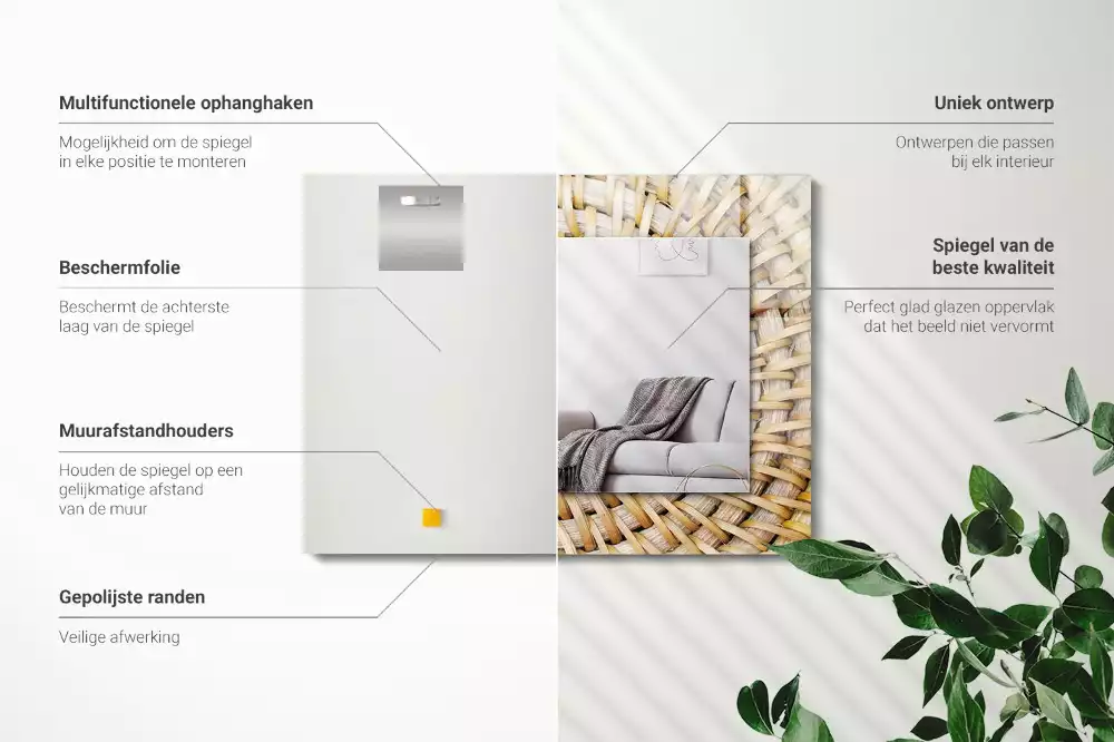 Espejo rectangular estampado Zarzo