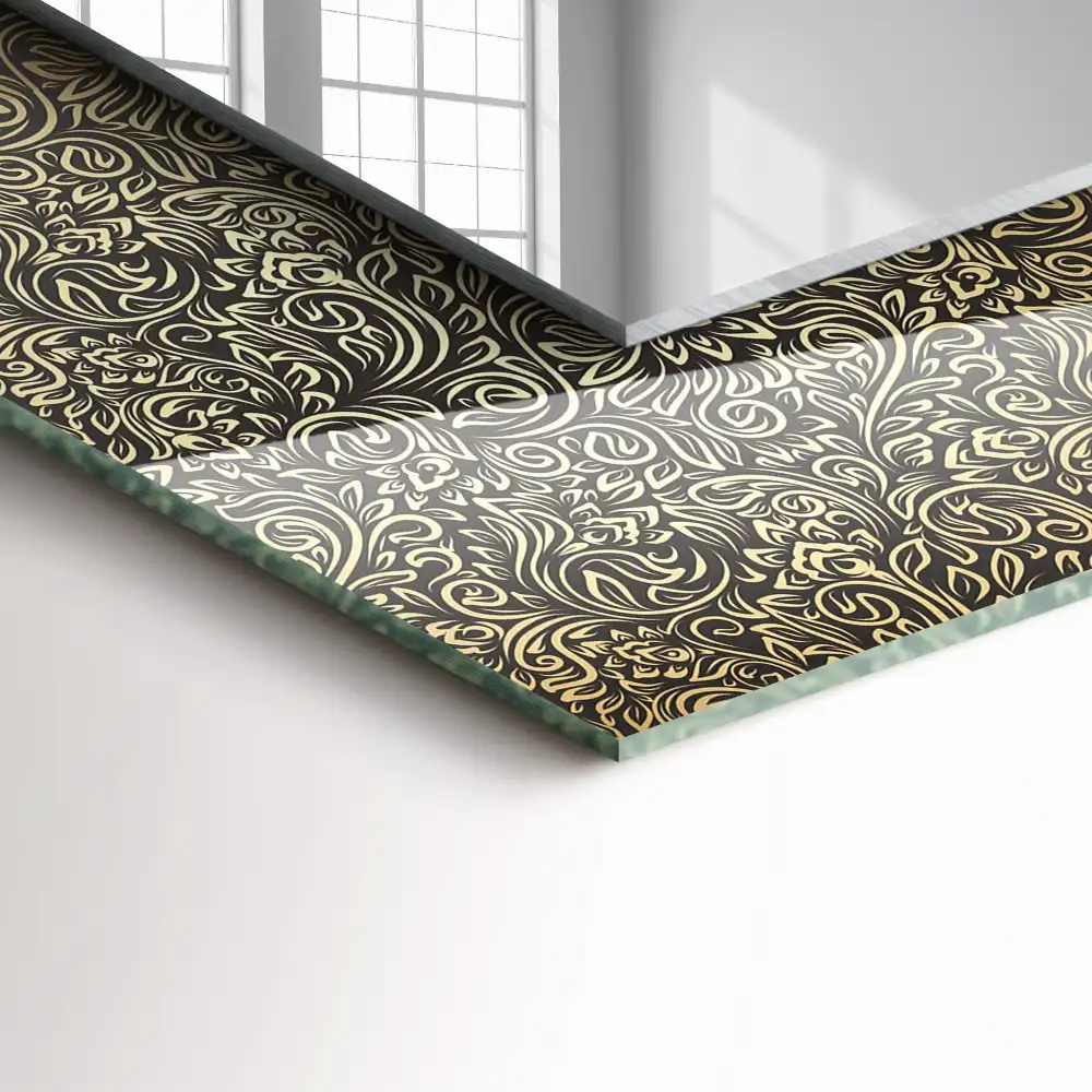 Espejo rectangular impreso Patrón de adorno dorado