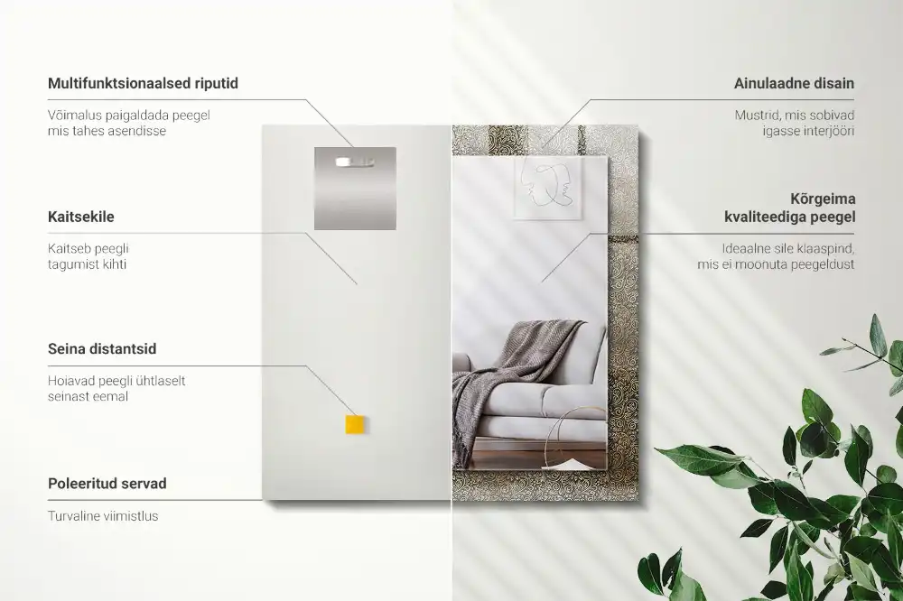 Espejo rectangular impreso Patrón de adorno dorado