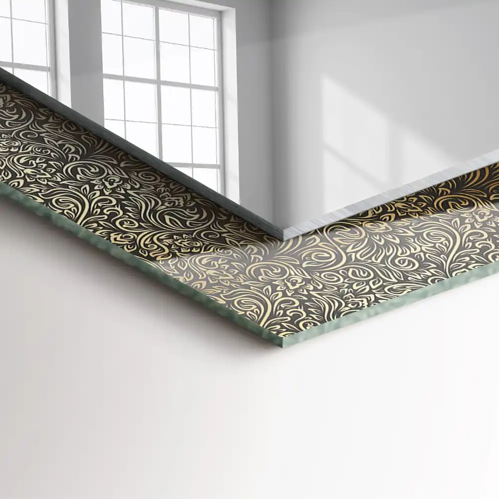 Espejo rectangular impreso Patrón de adorno dorado
