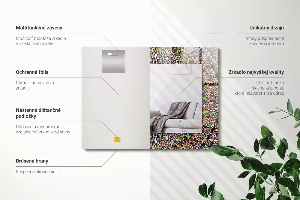 Espejo rectangular impreso Patrón de mandala colorido