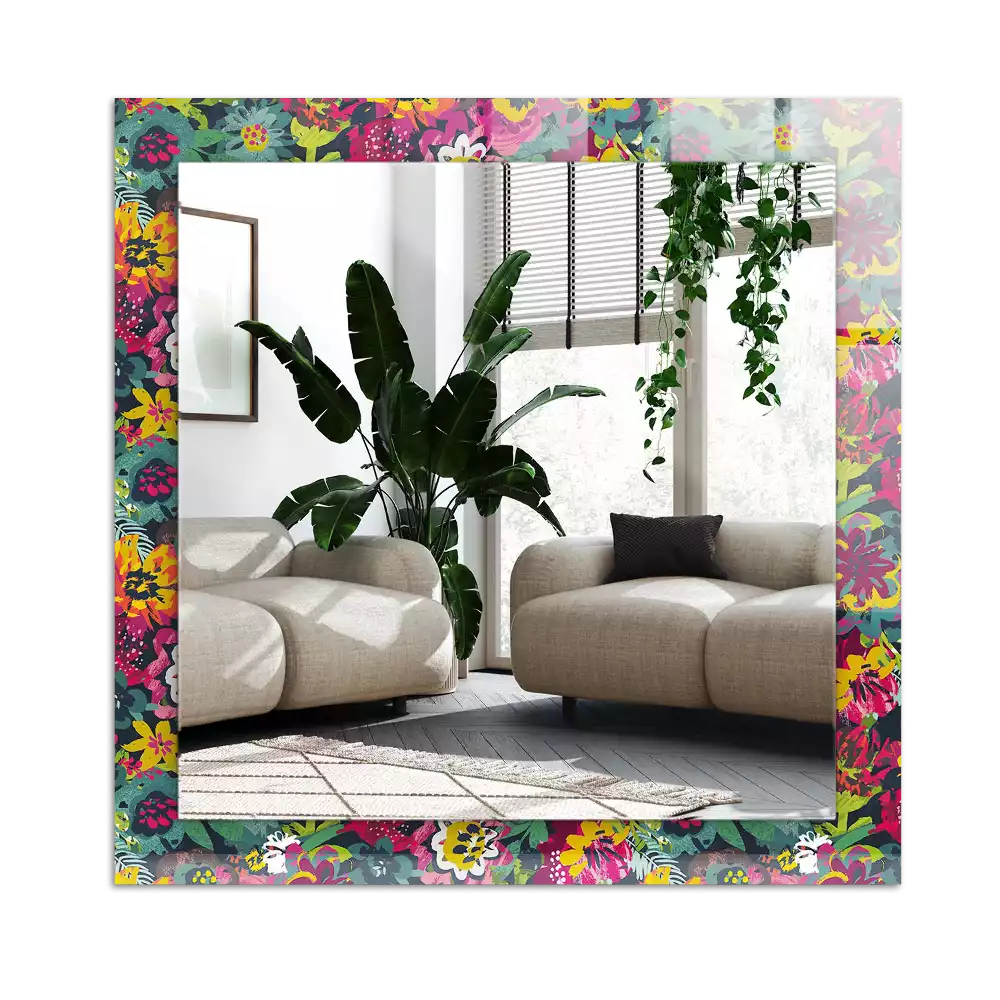 Espejo rectangular estampado Patrones florales coloridos