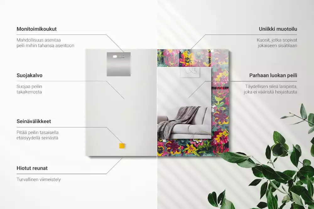 Espejo rectangular estampado Patrones florales coloridos