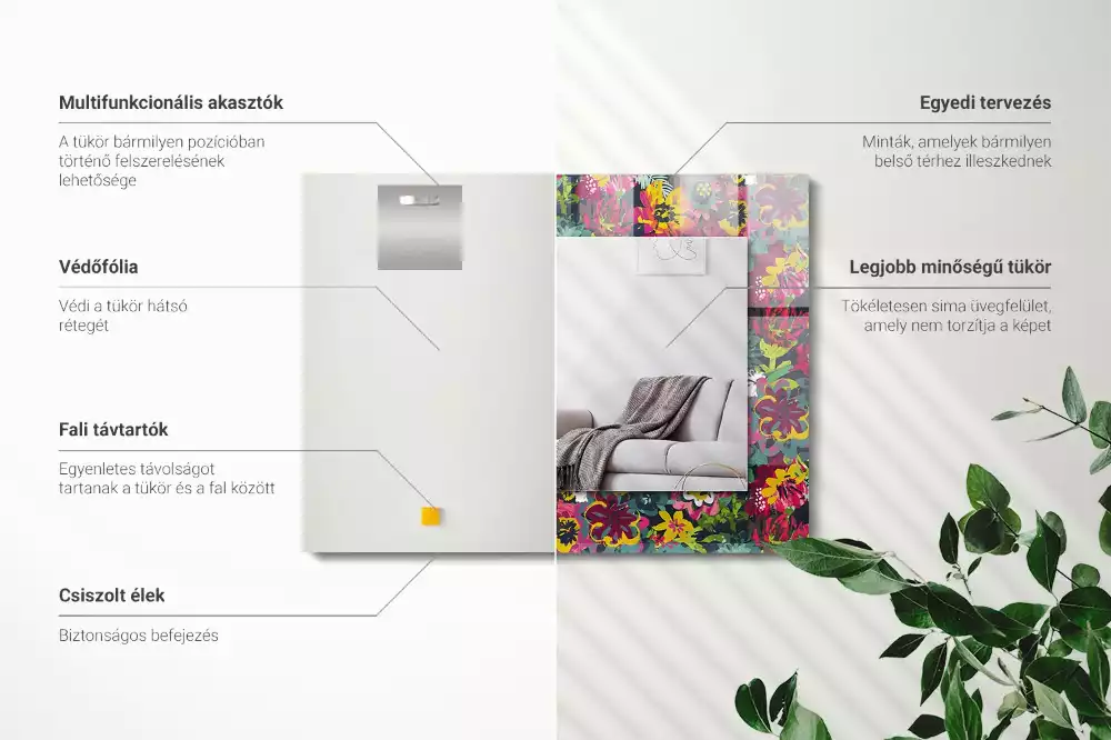 Espejo rectangular estampado Patrones florales coloridos