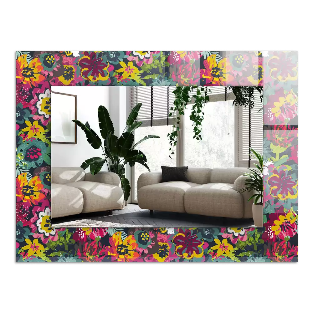 Espejo rectangular estampado Patrones florales coloridos