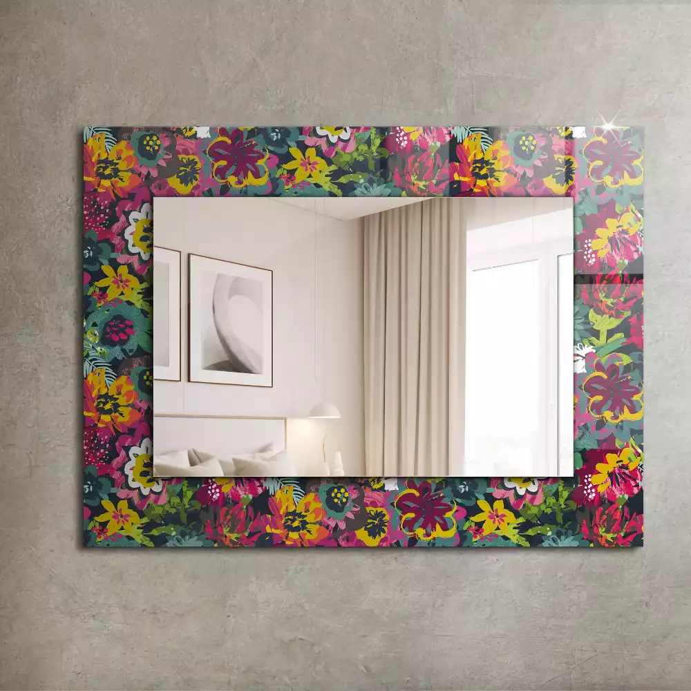 Espejo rectangular estampado Patrones florales coloridos