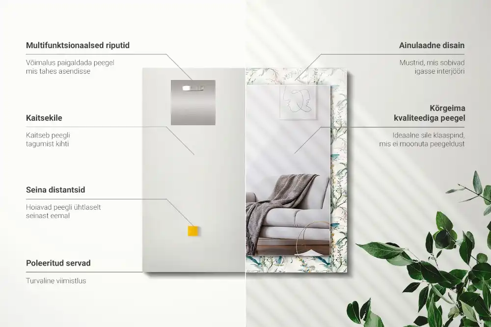 Espejo rectangular estampado Patrón floral de acuarela